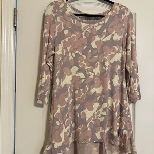 LOGO by Lori Goldstein Pink and Brown Asymmetrical Tunic